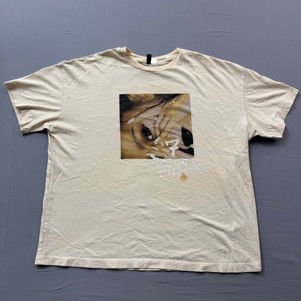 Ariana Grande 7 Rings H&M Divided Graphic T-Shirt Cream Mens Large Oversized Tee